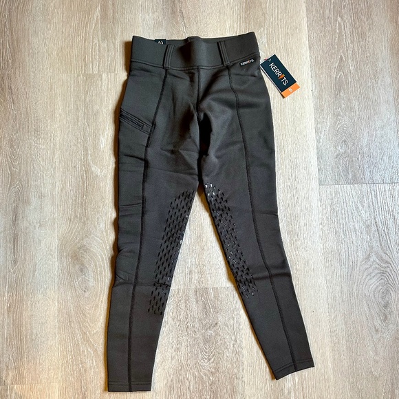 NWT Kerrits Power Stretch® Fleece Knee Patch Pocket Riding Tight Seal Size Small - Picture 1 of 7